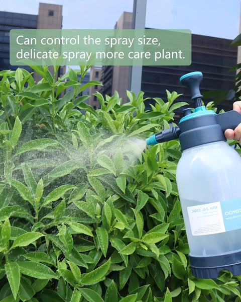Half Gallon Garden Pump Sprayer With Extended Wand Handy Handheld Water Spray Unit Adjustable Nozzle for plant watering.