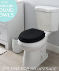 Soft Padded Toilet Seat With Comfy Sponge Cushion Easy To Install Durable Polypropylene Build Non Slip Hinges on white toilet