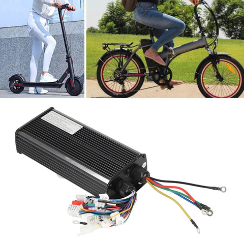 Beefy 2000W Brushless Bike Controller for E Bikes and Scooters, shown with 18 tube aluminum alloy housing and wiring