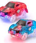 Light Up LED Race Cars For Glow Tracks, 2 Pack Replacement Racers For Glow In The Dark Play, Compatible With Most Tracks