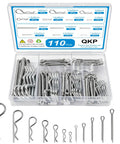 110 Piece Hardware Pins Set With Zinc Plated R Clips And U Type Cotter Pins in 13 sizes in plastic box