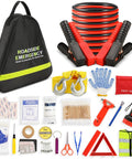 Grab And Go Emergency Car Kit With Jumper Cables For Roadside Safety, Compact And Portable Black Bundle with tools