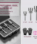 DIY Ready PVC Pipe Threader Kit With Half Inch Three Quarter Inch And One Inch NPT Dies in a professional case