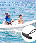 2 Pack MKA 45 Trolling Motor Rope And Handle for Minn Kota Maxxum and Edge; inset close-up of handle on boat with family