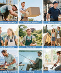 Collage of people using Go-To Portable Waist And Neck Cooling Fan With 10000mAh Battery in various outdoor and indoor activities.