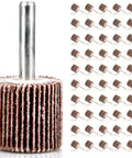 50 Pack 1 Inch Flap Wheel Sander Set, 80 Grit Aluminum Oxide Wheels for Drill, One Quarter Inch Shank, Tough Rust Removal