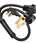 Heavy Duty Dryer Splitter Cord For EV And RV Use, 14-30P To 14-30R And 14-50R Y Adapter, 30 Amp 250 Volt, 3 Foot, 10 AWG STW Copper Cable