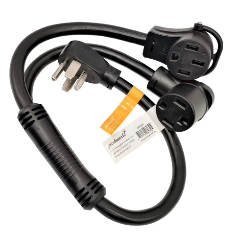 Heavy Duty Dryer Splitter Cord For EV And RV Use, 14-30P To 14-30R And 14-50R Y Adapter, 30 Amp 250 Volt, 3 Foot, 10 AWG STW Copper Cable