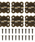Antique Bronze Iron Cabinet Hinges For Small Cabinets Retro Style Door Hardware, 30x27mm size, with included screws.