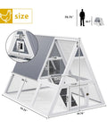 Large Triangle Chicken Coop With Run For 4-6 Chickens, Wooden A-Frame Hen House With Nesting Boxes, Ramp, Weatherproof Roof, Dimensions