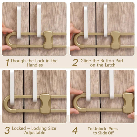 10 Pack No Drill No Adhesive Baby Cabinet Locks For Cabinets With Knobs Or Handles, Adjustable U Shaped Kid Safe Latches