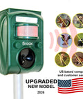 Solar Ultrasonic Animal Repellent With Motion Sensor Waterproof IP65 Outdoor Pest Deterrent on stake for garden use