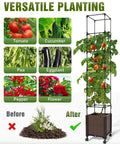 All In One 71 Inch Trellis Planter Box With Wheels For Growing Vegetables Self Watering Raised Garden Bed For Indoor And Outdoor Use