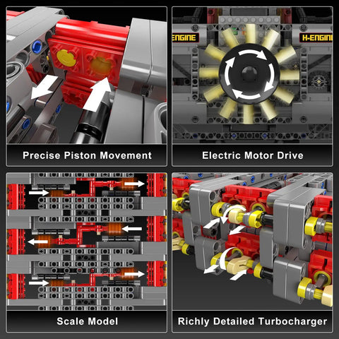 Flat Engine Building Set With Working V8 Model Kit Mini Engine Scale Model For STEM DIY Project Dope Hands On Building Toy 2375 Pieces Great Gift For Auto Enthusiasts Adults And Teens 14 Plus, scale model with piston movement