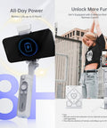 ISteady XE 3 Axis Smartphone Gimbal Stabilizer With Foldable Portable Design Lightweight 259g 280g Load Capacity Built In Fill Light Tripod For Slick Pro Level Video On iPhone 14 Pro 13 12 11, featuring extension rod and remote control setup