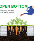 Galvanized Raised Garden Beds 2 Pack Metal Garden Kit 4x8x1 Feet Each For Flowers Vegetables And Herbs, showing open bottom design with carrots