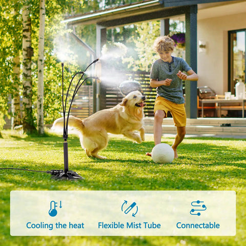 Outdoor Patio Standing Misters Portable Misting System For Cooling Your Yard 26.5 Foot Mist Line With 31.5 Inch Tall Water Mister