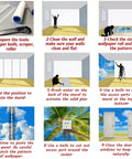 Steps for installing custom size wall murals with adhesive, including tools and wall preparation, featuring wallpaper process.