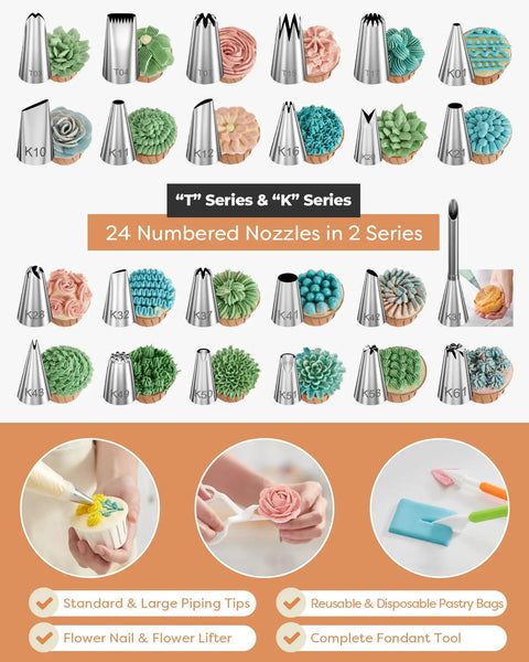 700-Piece Cake Decorating Kit With Springform Pans, Cake Turntable, Piping Tips, and Complete Baking Tools Featuring Nozzles