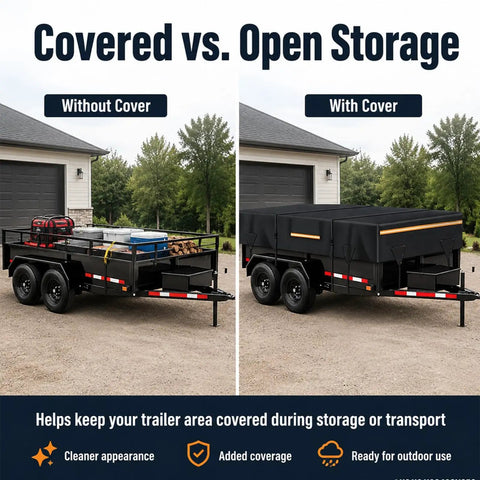 Comparison of Heavy Duty Trailer Cover For Equipment And Flatbed Trailers 420D Oxford Water Resistant Tarp With Reflective Strips