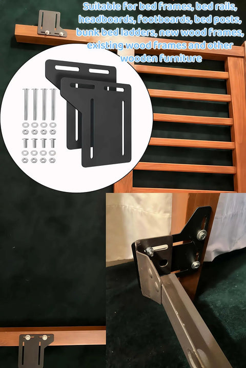 Heavy Duty 2 Pack Full To Queen Bed Conversion Kit With Sturdy Steel Headboard Brackets For Metal Frames Squeak Free Bedroom Hardware And Hassle Free Assembly For Reliable Nightly Comfort with screws and wooden frame