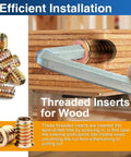 Heavy Duty Wood Threaded Inserts With Hex Drive Nuts For Quick DIY Furniture Repair Easy Install Quarter Inch By Twenty Threads Per Inch 20mm Length Zinc Plated Carbon Steel 28 Pack shown in use for wood furniture assembly
