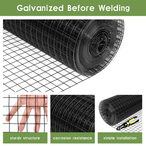 Heavy Duty 24 Inch By 100 Foot Black Hardware Cloth With One Inch Square Mesh rolled up showing sturdy structure and corrosion resistance.