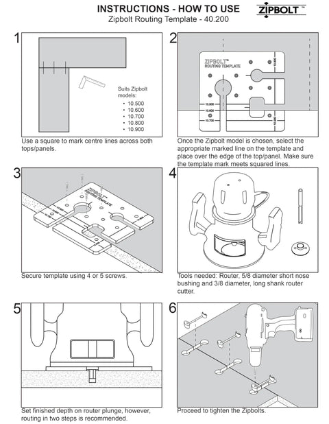 Precision Routing Template For Seamless Drop Bolt Joint Connectors Easy Peasy Countertop Installation Guide Pro Grade Drawer Hardware Jig No Sweat Channel Cutting Accessory instructions and assembly steps with visuals.