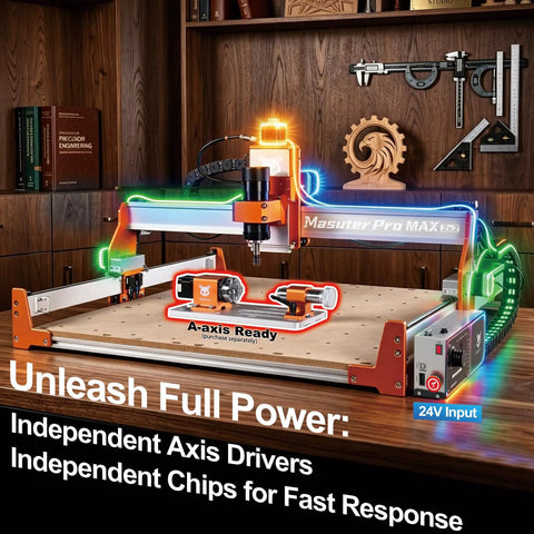 Beefy Desktop CNC Router Machine Featuring A 500W Brushless Spindle Built For Marathon Engraving And Milling Projects. Image shows active setup.