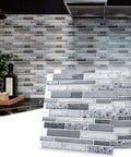Peel and Stick Brick Kitchen Backsplash Self Adhesive Wall Tile Stone Design in Grey, 10 Sheets, modern kitchen installation