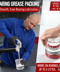Man using Two In One Bearing Packer And Seal Puller Tool Kit for heavy duty wheel hub lubricant filling and gasket removal
