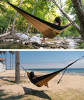 Suparpine Camping Hammock With Straps Included Sand Color Single Size Lightweight Portable Gear For Backpacking by river and beach