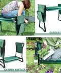 Foldable Garden Kneeler And Seat With Tool Pouches, Lightweight Multiuse Bench With Soft Kneeling Pad, Easy Storage, 300 Lb Capacity