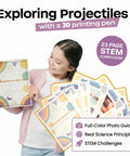 Girl holding STEM curriculum for Rocket Launcher STEM Kit For 3D Pens Not Included Hands-On Physics And Engineering Projects