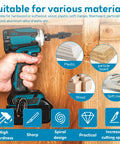 Slick 5-Piece Adjustable Countersink Drill Bit Set with Magnetic Extension Holder and Sizes 4 to 12 in use on wood and soft metal.