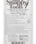 Back view of packaging for Tapered Five Eighths Inch Hex Shank Plug Cutter For Concealing Screws And Fasteners Use Scraps To Match Wood Grain Or Create A Decorative Contrast Snappy Plug Cutter Made In USA