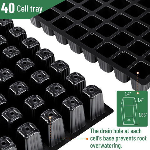 Seed Starter Tray Kit Set 10 Pack With 400 Cells Durable Germination Trays Humidity Vented Domes And Bases cell close-up