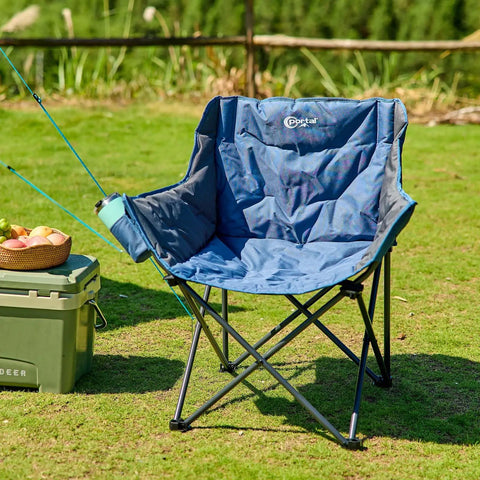 Heavy Duty Portable Camping Chair With 350 Lb Capacity, Extra Wide 1.6 Inch Padded Ergonomic Seat, Pinch Free Frame
