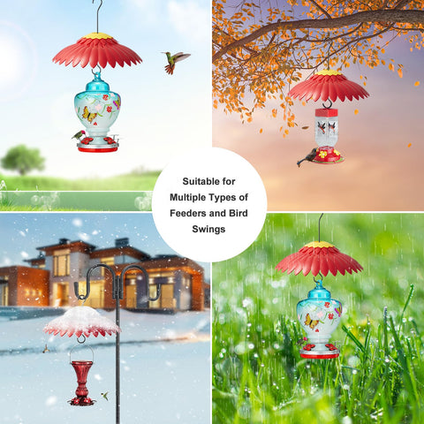 Hummingbird Weather Dome Rain Cover With Built In Moat For Backyard Bird Feeders Protects From Rain And Sun Red Flower Shaped Dome