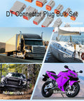 DT 2 Pin Connector Kit Waterproof Automotive Wire Connectors with 5 Pairs Gray DT04 2P Male and DT06 2S Female, vehicle applications.