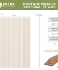 Top Shelf Solid Hardwood Adjustable Slat Wall Kit In Warm Walnut With Forty Hella Durable Stain Grade Planks, side and front views with dimensions.