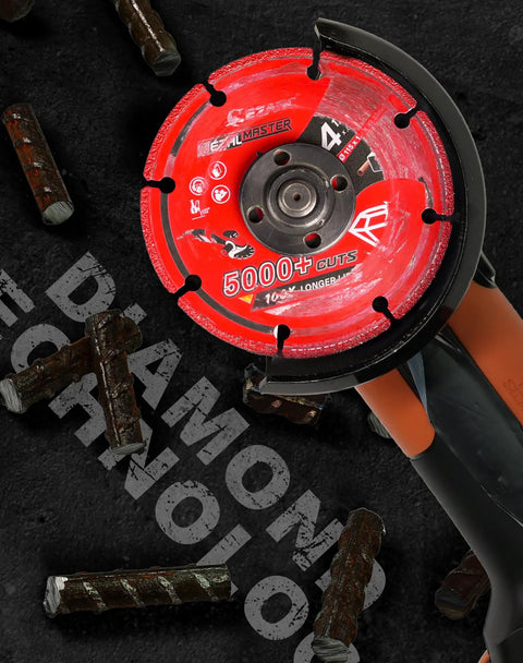 Diamond Cutting Wheel For Metal 4.5 Inch Diameter Workhorse Seven Eighths Inch Arbor Cut Off Wheel With 5000 Plus Cuts