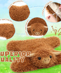 Weighted Highland Cow Lap Pad For Relaxation And Chill, 5lb Sensory Plush Blanket close-up of soft material and 3D cow face