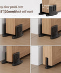 Floor Guide For Sliding Barn Door Bottom With Double Sided Roller Design Concealed Pulleys For Smooth Quiet Sliding Fits Doors Over 30mm Thick Works With Slotted And Non Slotted Panels Easy Installation Black Finish Set Of Two installed view.