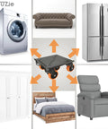 Heavy Duty Furniture And Appliance Lifter Jack With Rolling Wheels And Sliders, 3475 Lb Capacity, showing various uses