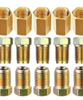 Heavy Duty Brake Line Fittings Kit For 3/16 Inch Tube With 5 Inverted Flare Unions And 10 Nuts, 3/8-24 Threads, Rustproof, brass fittings set
