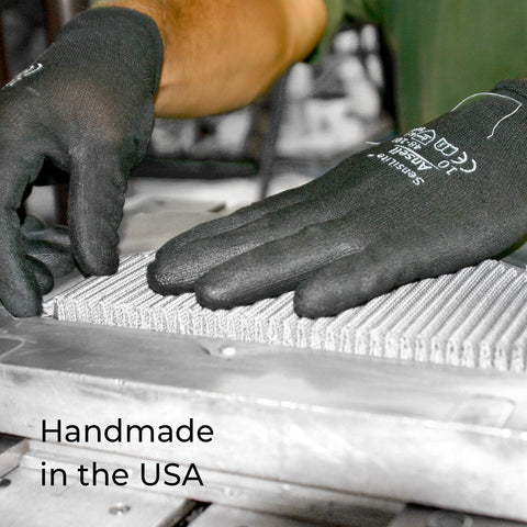 Close-up of gloved hands assembling High Flow Lifetime Engine Air Filter Reusable And Washable Premium Heavy Duty Filtration For Cars And Trucks