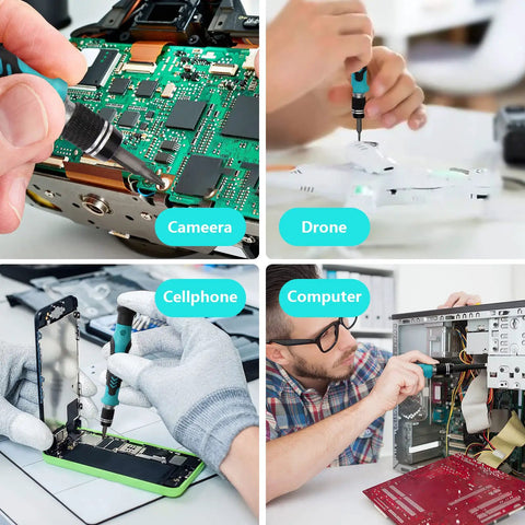 Magnetic 138 In 1 Precision Screwdriver Kit For Electronics Repair used on camera, drone, cellphone, and computer repair