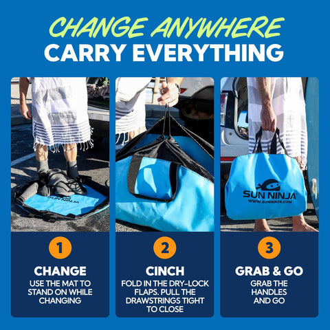 Wetsuit Changing Mat And Dry Bag Combo Waterproof Beach Changing Pad No More Soggy Seats Keeps Your Car Clean And Dry While Protecting Surf Gear Ideal Gift For Surfers