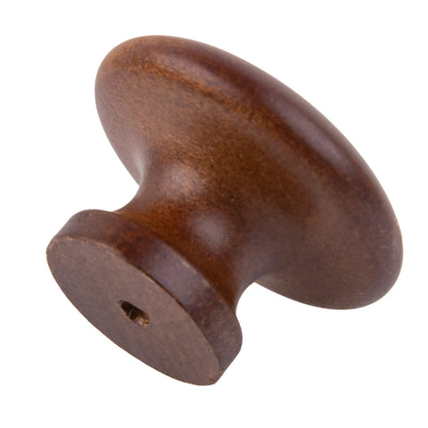 Slick Walnut Wood Drawer Knob With Smooth Round Handle For Antique Cabinet Doors Dresser Drawers And Writing Desks, 1.25 inches.